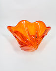 1970s JAPANESE MANDARIN/ORANGE SOMMERSO GLASS TWIST VASE/BOWL