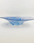 1980s MOUTH BLOWN PURPLE BLUE CONFETTI ART GLASS BOWL BY SETSUKO OGISHI