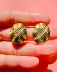 1960s OVAL BUTTON CLIP ON EARRINGS WITH DIAMANTE