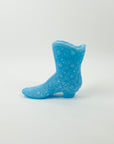 1940s FENTON PRESSED COLOUR MILK GLASS BOOT/MINI VASE