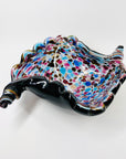 1950s MULTI COLOURS CASED BLACK SPATTER MURANO GLASS SHELL BOWl