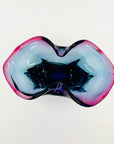 1970s MURANO PURPLE BLUE PINK TIE DYE LIP BOWL