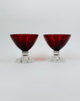 1950s ANCHOR HOCKING BERWICK BUBBLE FOOT RUBY GLASSES