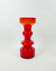 1960s JAPANESE CASED RED ORANGE GLASS HOOP VASE/CANDLE HOLDER