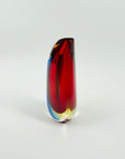 SIGNED 1950s ITALIAN MURANO HARLEQUIN SOMMERSO GLASS MINI SWUNG VASE