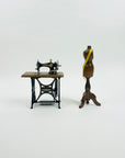 VINTAGE MINIATURE SEWING MACHINE & MANNEQUIN