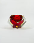 1950s FACETED MURANO RED YELLOW GEODE BOWL