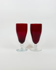 50s RUBY SHOT GLASSES WITH CLEAR STEM
