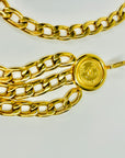 1990s CHANEL MATELASSE GOLD PLATED LOGO BELT