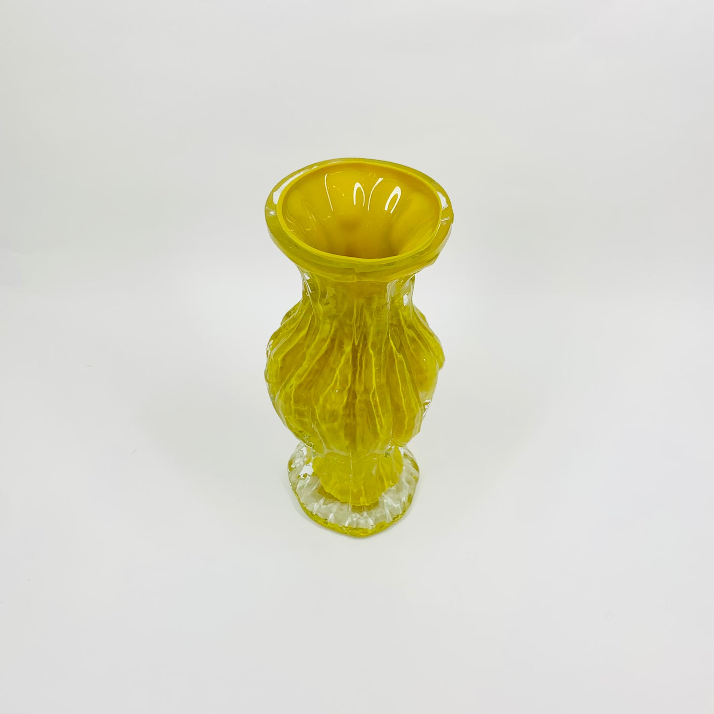 1970s GERMAN YELLOW CASED BARK GLASS VASE