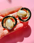 1980s LARGE BOW PEARL CLIP ON EARRINGS