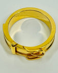 VINTAGE HERMES COSTUME GOLD BUCKLE RING WITH DIAMONDS