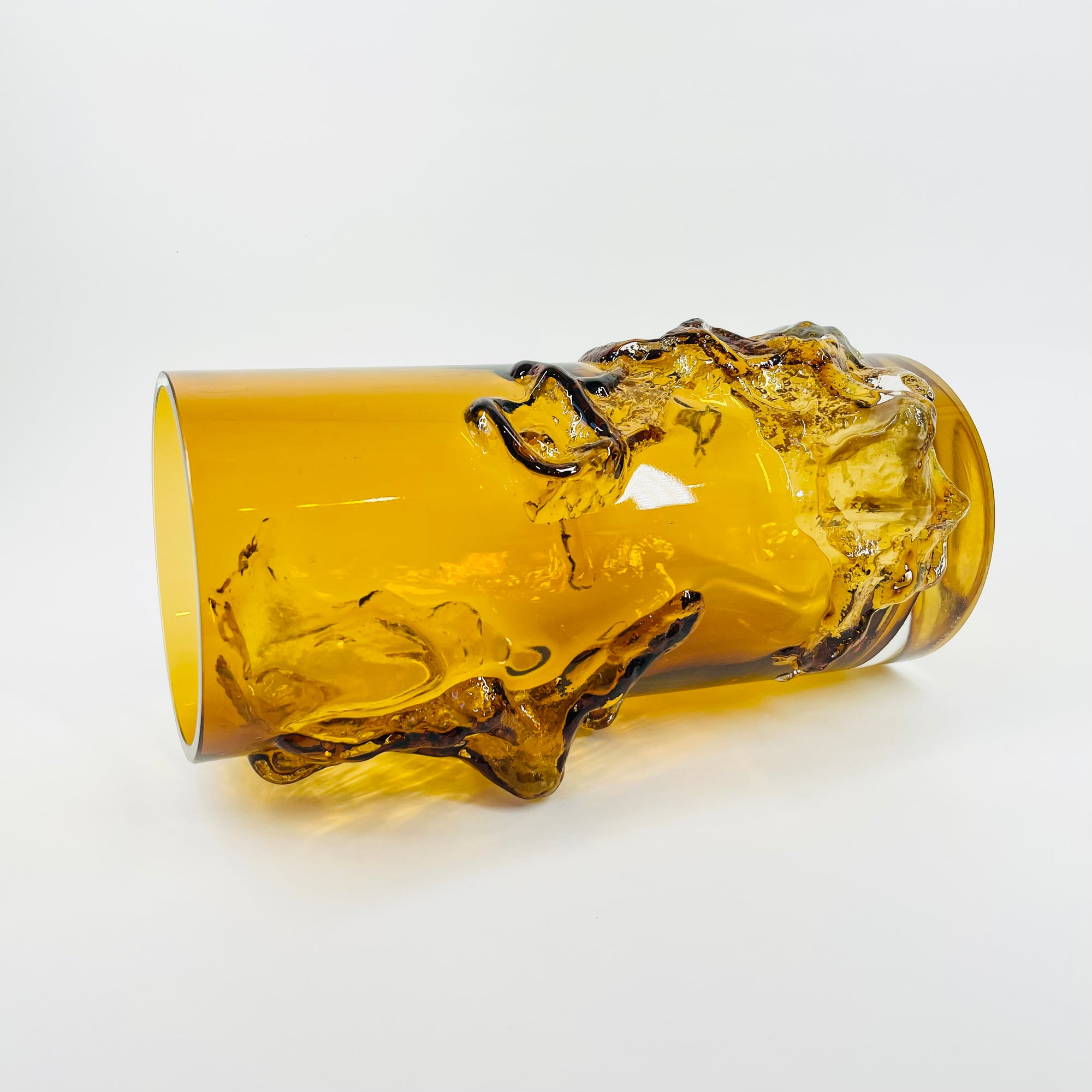1970s FINNISH PETAJA AMBER GLASS VASE