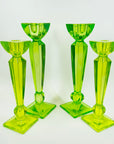 ART DECO URANIUM GLASS CANDLE STICKS