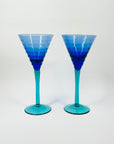 1970s BLUE GREEN COCKTAIL GLASSES