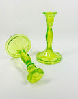 DEPRESSION URANIUM GLASS CANDLE STICKS