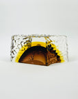 1960s BROWN PURPLE AMBER TEXTURED MURANO SOMMERSO FACETED GLASS BLOCK BOWL/ASHTRAY