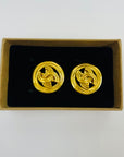 1994 CHANEL CC GOLD LOGO BUTTON CLIP ON EARRINGS