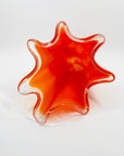 1970s JAPANESE CASED MANDARIN/ORANGE GLASS HANDKERCHIEF FLAME VASE