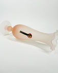 1970s ITALIAN SATIN PINK GLASS FOOTED RUFFLE VASE