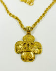 1996 CHANEL FILIGREE CROSS LOGO MEDALLION PENDANT NECKLACE WITH FANCY LINKS