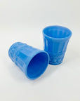 ANTIQUE VICTORIAN LADY JEANETTE PERIWINKLE BLUE OPALINE GLASS TUMBLERS