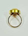 ANTIQUE 22K GOLD INDIAN POLKI RAW DIAMOND RING WITH GREEN ENAMEL