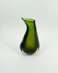 1960s MURANO DARK GREEN AMBER SOMMERSO GLASS SWUNG VASE