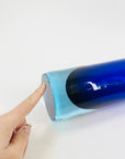 1950s TURQUOISE COBALT BLUE MURANO SOMMERSO GLASS CYLINDER BLOCK VASE