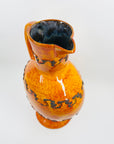 1960s WEST GERMAN ORANGE FAT LAVA POTTERY TALL JUG VASE BY KREUTZ KERAMIK