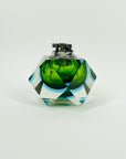 1940s GREEN BLUE MURANO SOMMERSO FACETED GLASS LIGHTER BOX