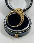 1970s 18k YELLOW GOLD BLUE SAPPHIRE LEOPARD RING