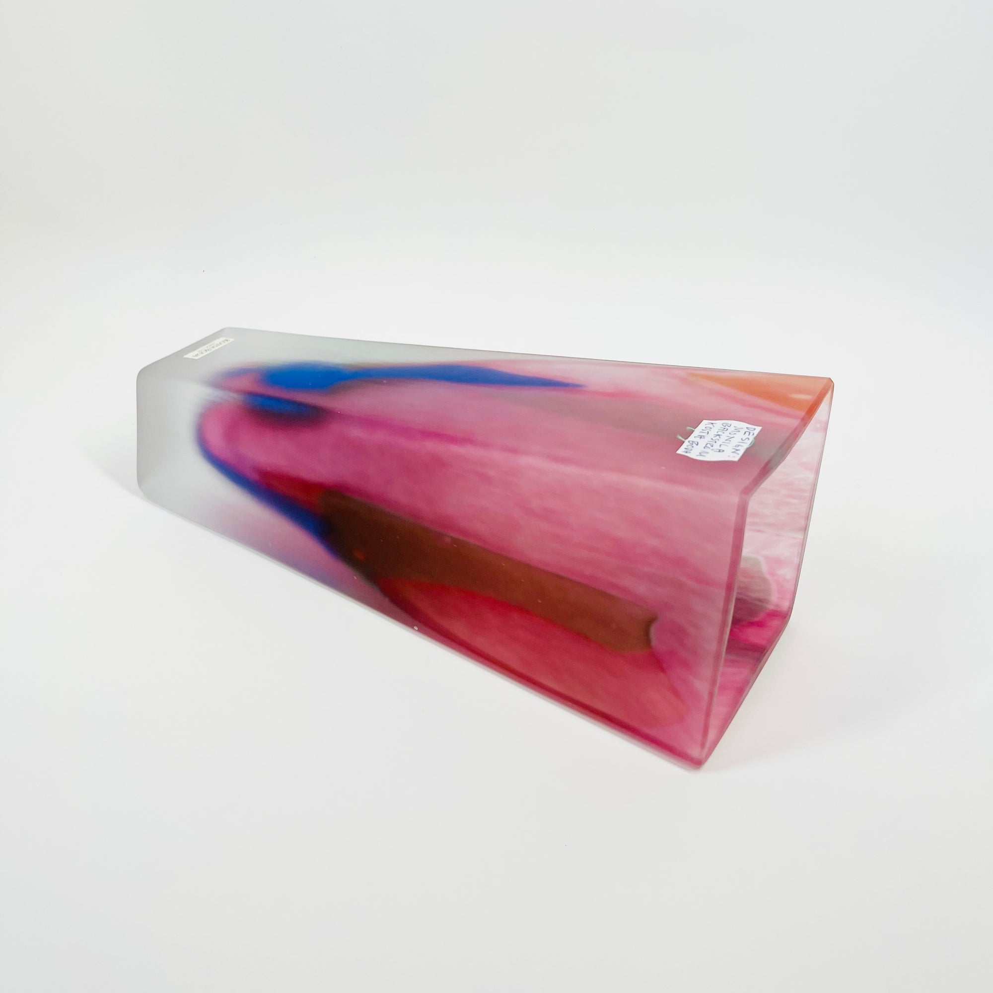 1980s SWEDISH PINK PURPLE SATIN GLASS VASE BY MONICA BACKSTROM FOR KOSTA BODA
