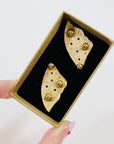 1950s OLENA ROSE GOLD PLATED TUTTI FRUITTI BUTTERFLY CLIP ON EARRINGS