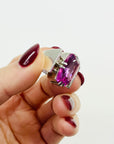 ART DECO SILVER TANK RING WITH PINK SPINEL