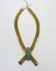 1970s CORO TURQUOISE KNOT LARIAT NECKLACE