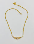 1970s GOLD PLATED BEZEL DIAMANTE PENDANT NECKLACE