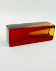 1960s BURNT HONEY BROWN SOMMERSO GLASS BLOCK VASE