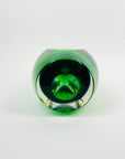1960s GREEN BLUE HARLEQUIN MURANO SOMMERSO FACETED GLASS BLOCK VASE