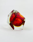 1950s FACETED MURANO RED YELLOW GEODE BOWL