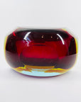 XXL 1950s RED BLUE AMBER MURANO MANDRUZZATO SOMMERSO FACETED GLASS BOWL