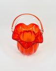 1950s JAPANESE RED/ORANGE OMBRE GLASS BASKET/VASE