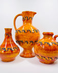 1960s WEST GERMAN ORANGE FAT LAVA ROUND POTTERY JUG VASE BY KREUTZ KERAMIK
