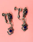 ANTIQUE SILVER LAPIS EARRINGS