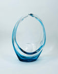 1950s JAPANESE TURQUOISE BLUE OMBRE GLASS BASKET/VASE
