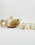 ANTIQUE HAND CARVED CHINESE AGATE TEA SET