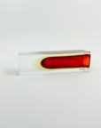 1950s RUBY RED YELLOW MURANO SOMMERSO GLASS BLOCK POSY VASE