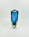 1980s COBALT BLUE YELLOW SOMMERSO GLASS HEXAGON MANDRUZZATO VASE