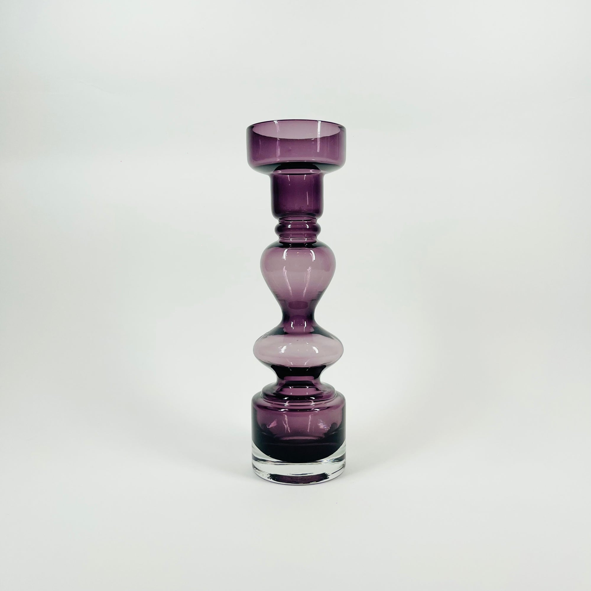 1960s SWEDISH ASEDA PURPLE SOMMERSO GLASS CANDLE HOLDER/POSY VASE