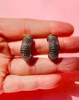 1980s TWO TONE MESH HUGGIES CLIP ON EARRINGS